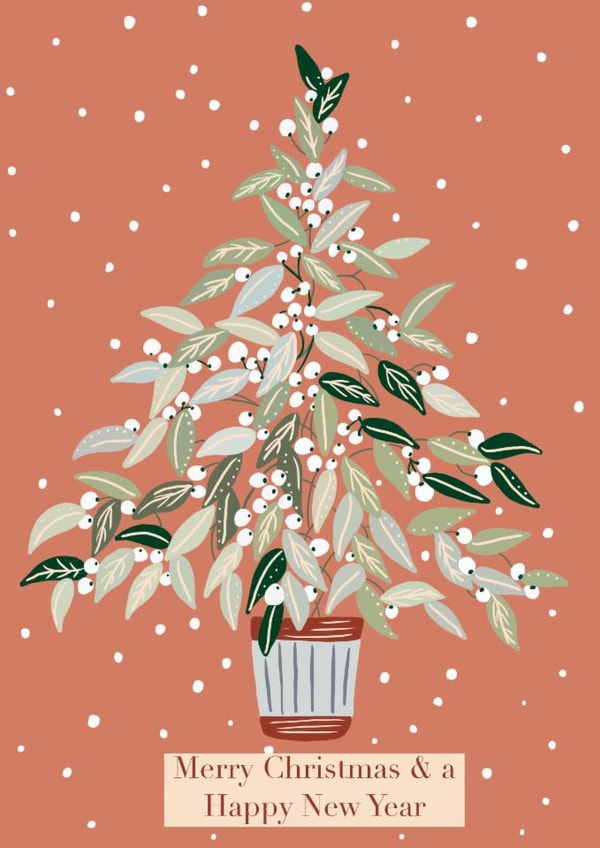 mistletoe tree pink merry Christmas and happy new year card created by Phoebe