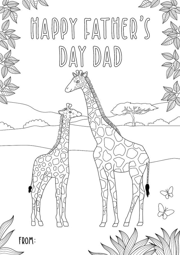 Happy Father's Day Dad Giraffe Colouring Card created by Zoe-Claire
