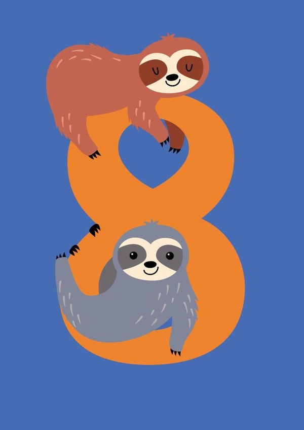 Age 8 Sloth Animal Birthday Card created by Jessie Maeve Studio