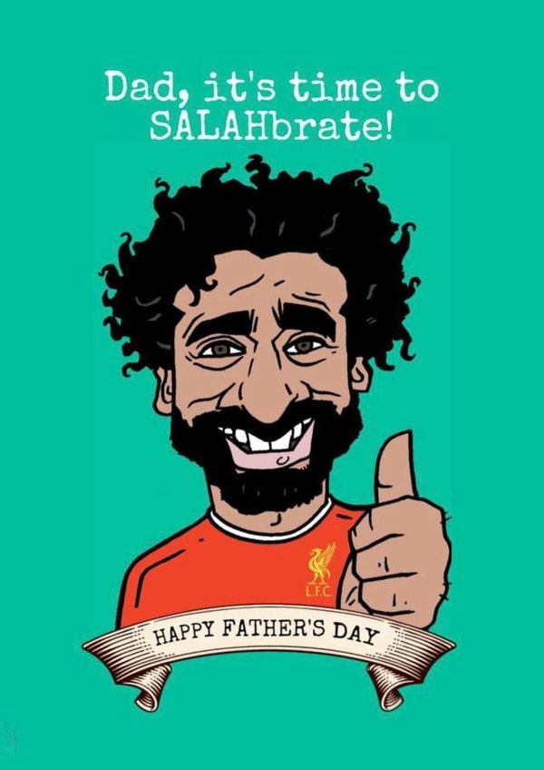 Mohamed Salah Liverpool Father's Day Card created by Gibbo The Doodler