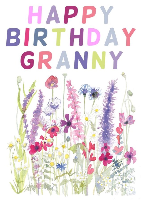 Granny Happy Birthday with Flowers. created by Penny SILVERTHORNE