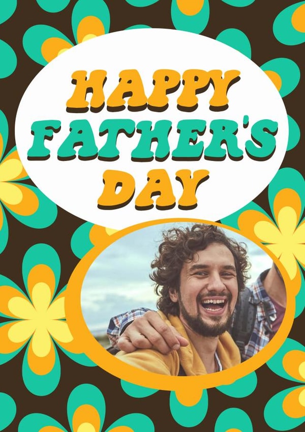 Cute Retro Flower Personalised Father's Day Card / Photo Card - Happy Father's Day created by Giddy Kipper