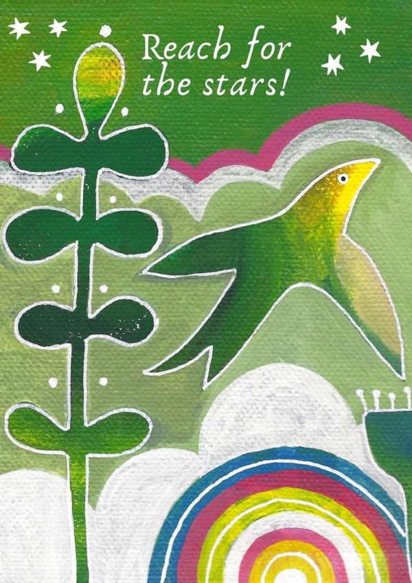 You can do great things 'Reach for the stars' card created by Nina Lazarski Illustration & Art