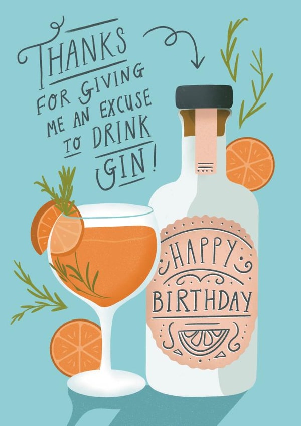 Excuse to drink gin, birthday card created by Design by Gracie