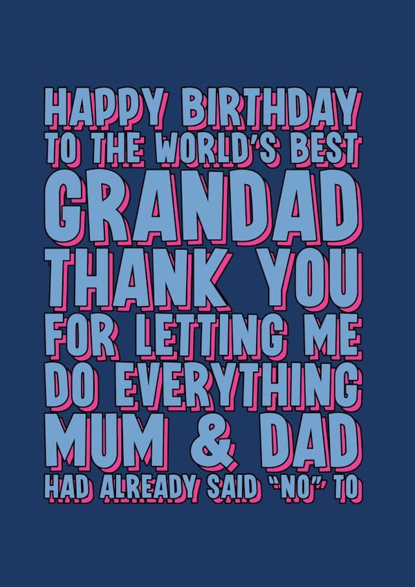 Funny Birthday Card for Grandad created by Blind Faith