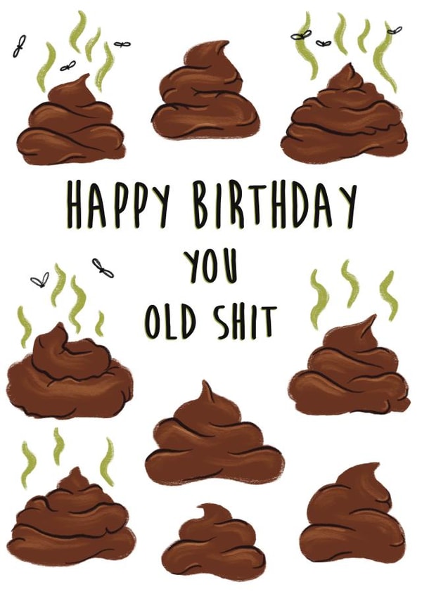 Happy Birthday You Old Shit created by Sophie Kent Illustration