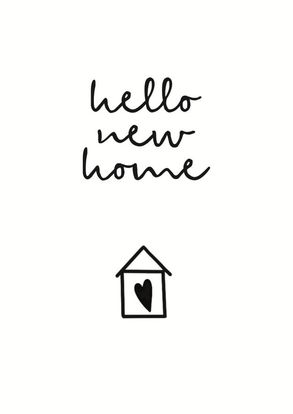 Cute Minimal New Home Card - House - Heart - Hello New Home created by Audrey & Coco