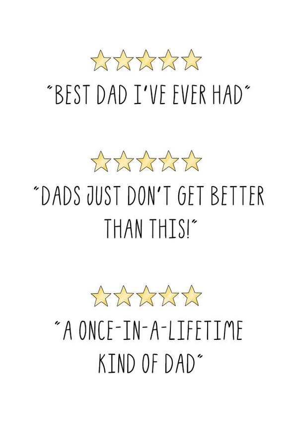 5 Star Dad Reviews Card created by Sketchy Print Co