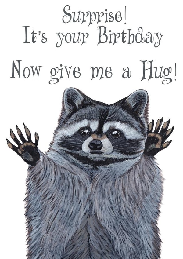 Surprise Raccoon Birthday Hug Card created by The Warren Creations