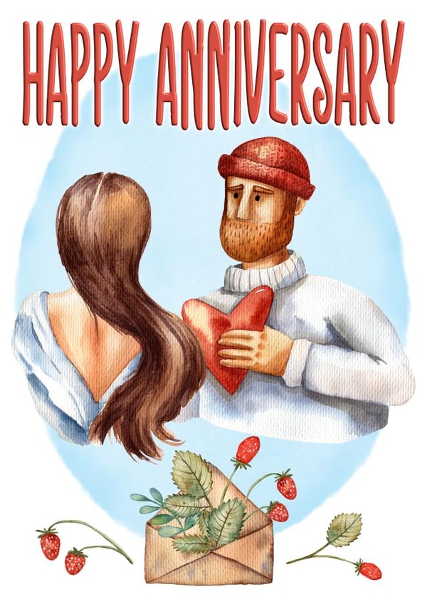 Cute Hipster Love Anniversary Card created by CardandFast
