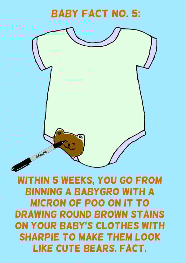Baby Fact 5: cute poo bears New baby card created by Baby Facts