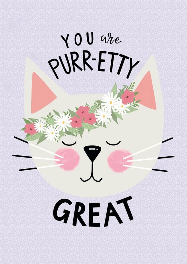 You are pretty great cat card created by Leaf Lane Studio