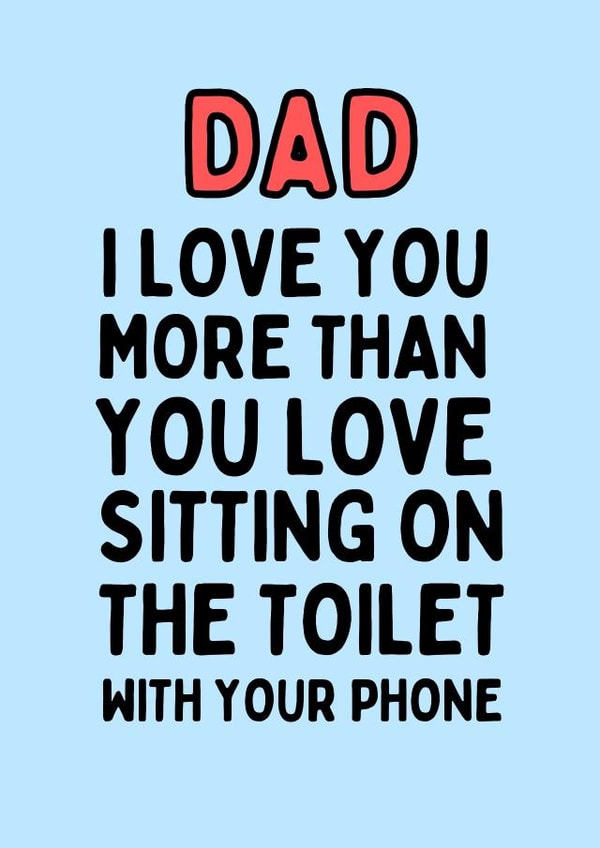 Using phone on the toilet card created by Original Fox Cards