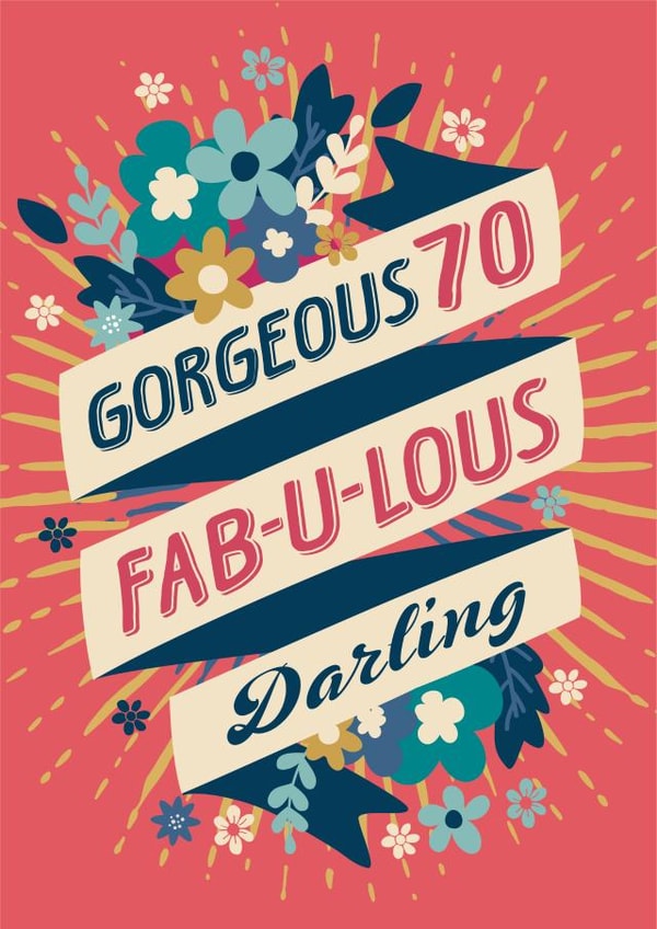 Strictly fabulous 70th birthday card for her created by The Typecast Gallery