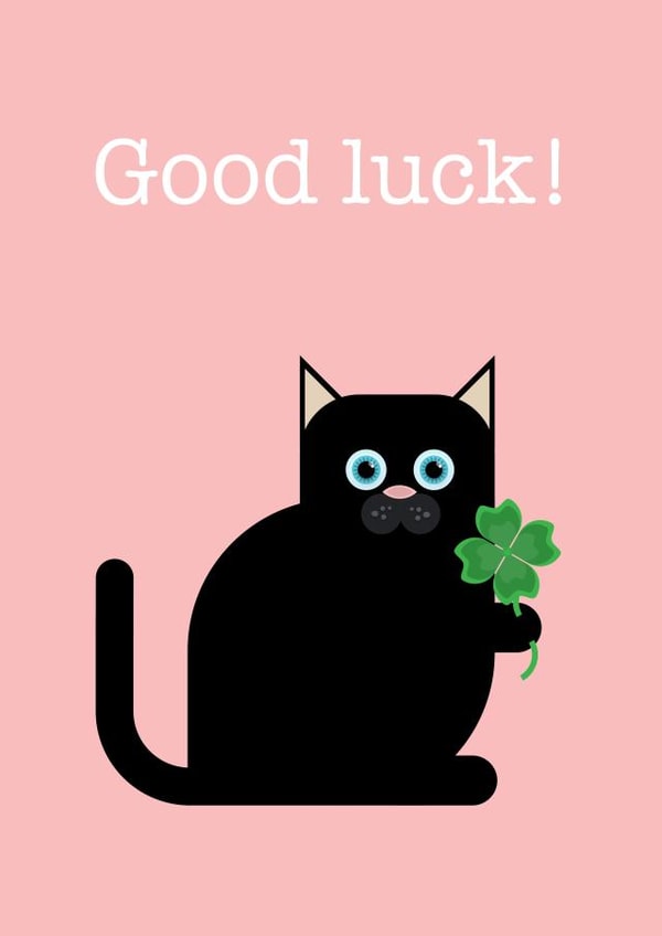 Black Cat Good Luck card created by Burridge Design