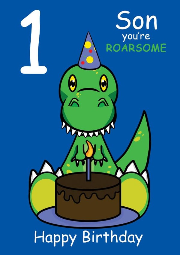 Roarsome Son 1st Birthday Card created by @Cupsie's Creations