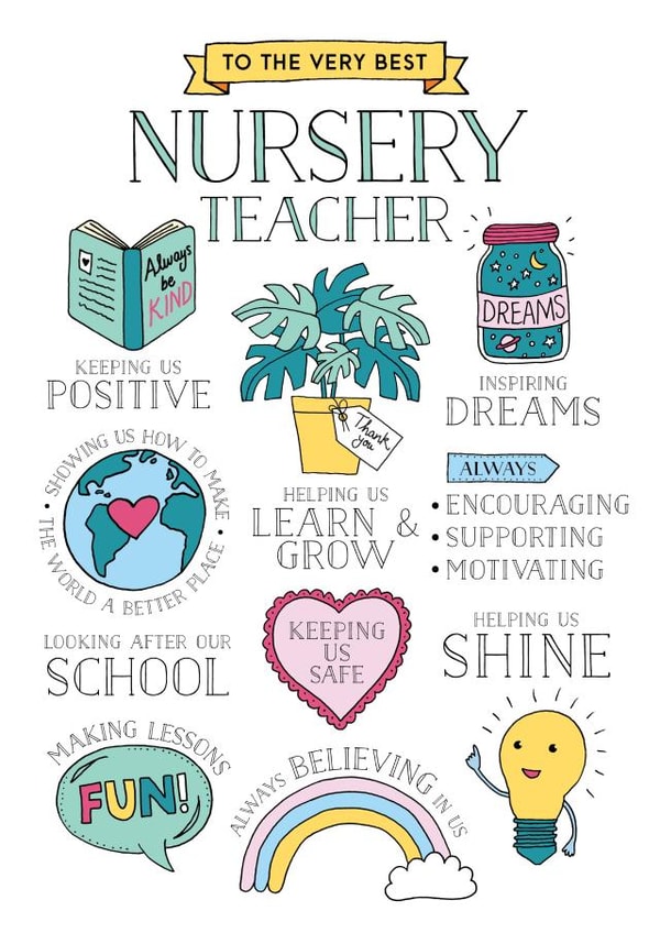 The best Nursery Teacher card created by Eskimo Kiss Designs