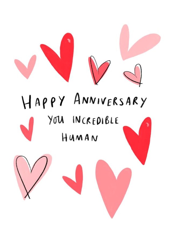 Happy anniversary you incredible human card created by Leah Alefounder Illustrations