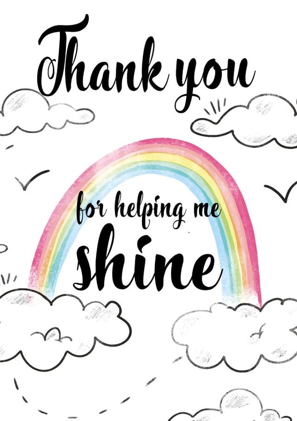 Teacher Thank you for helping me shine card created by Cheeky Chops Cards