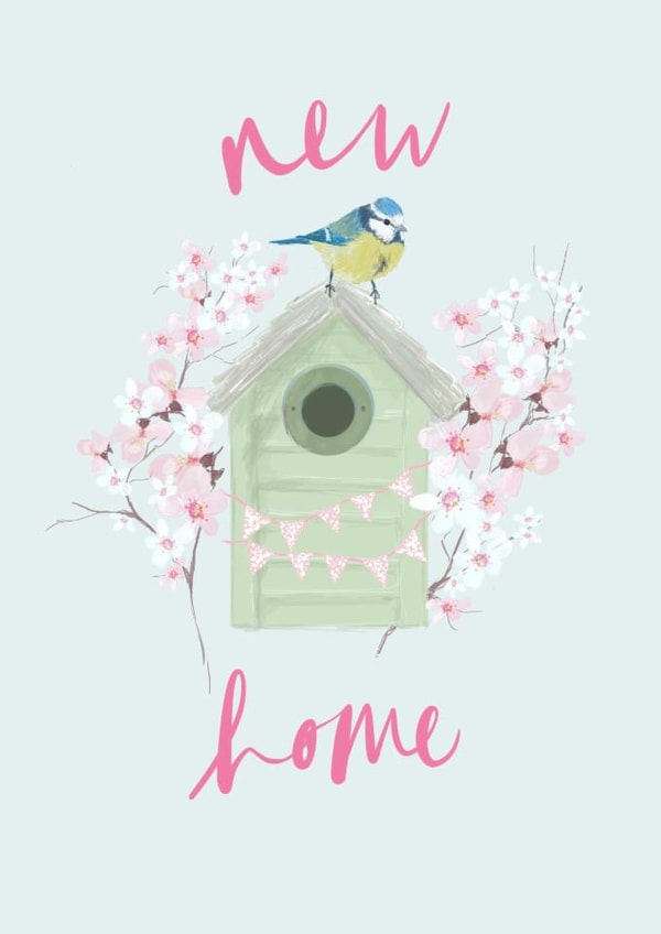 Pretty Bird House New Home Card - Cherry Blossom - New Home created by Honey & Velvet Studio