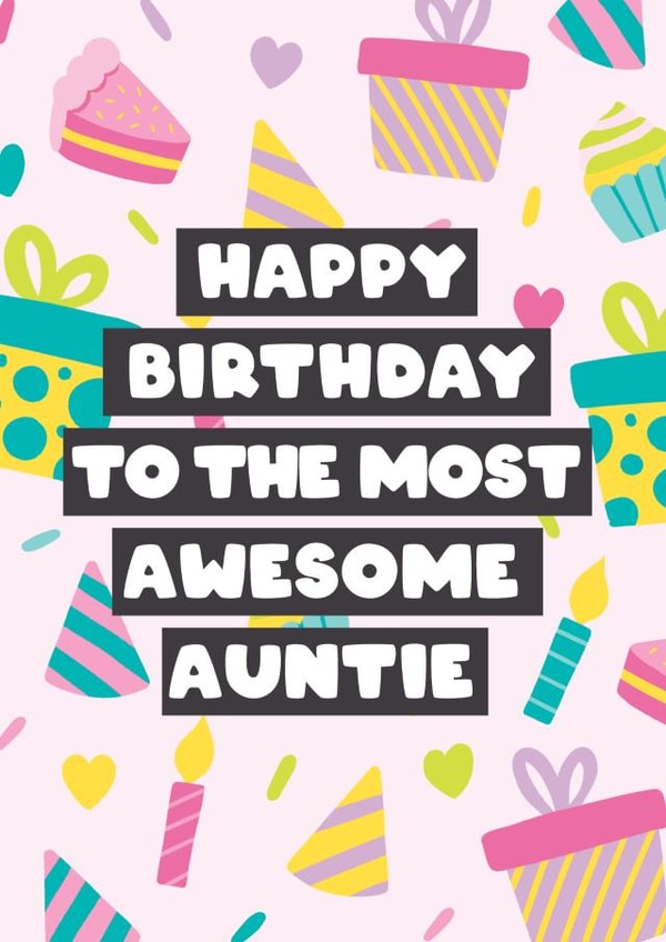 Cute Birthday Card for an awesome Auntie created by Bev O'Connor || @oconnordesign