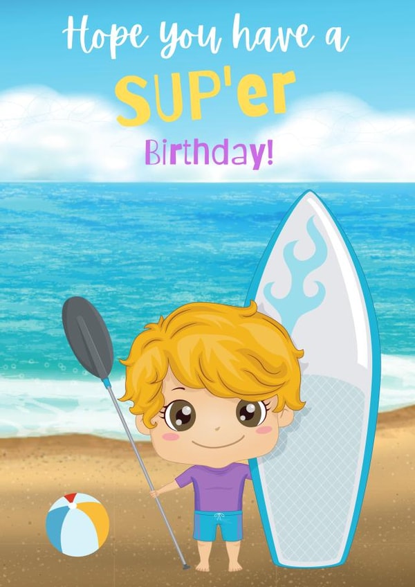 Stand up paddle board Birthday card for him created by The Coven