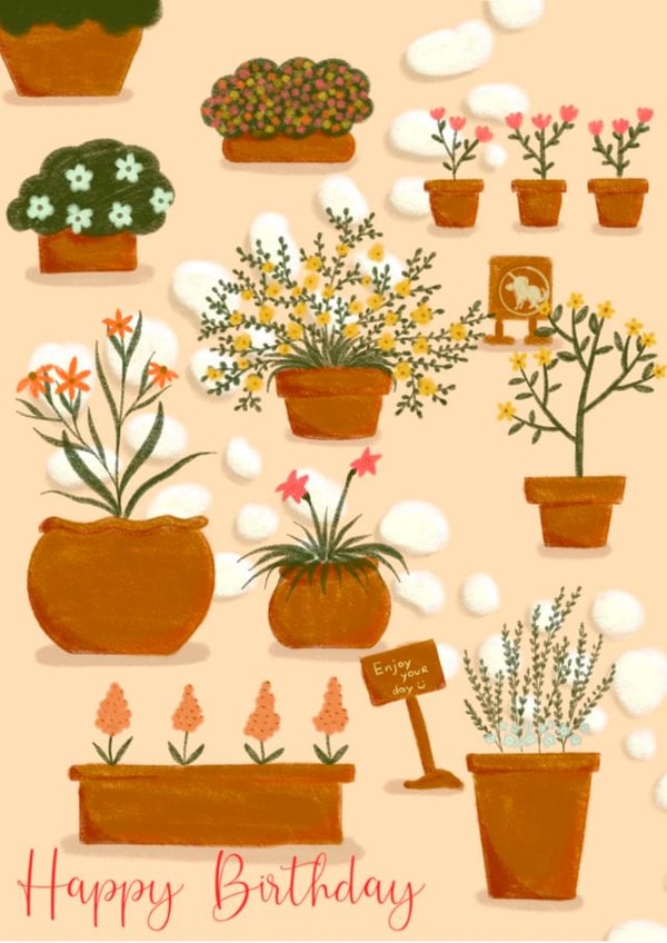 Happy Birthday Plant Pots created by Lili's Papers Co.