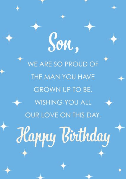 Proud son birthday card card