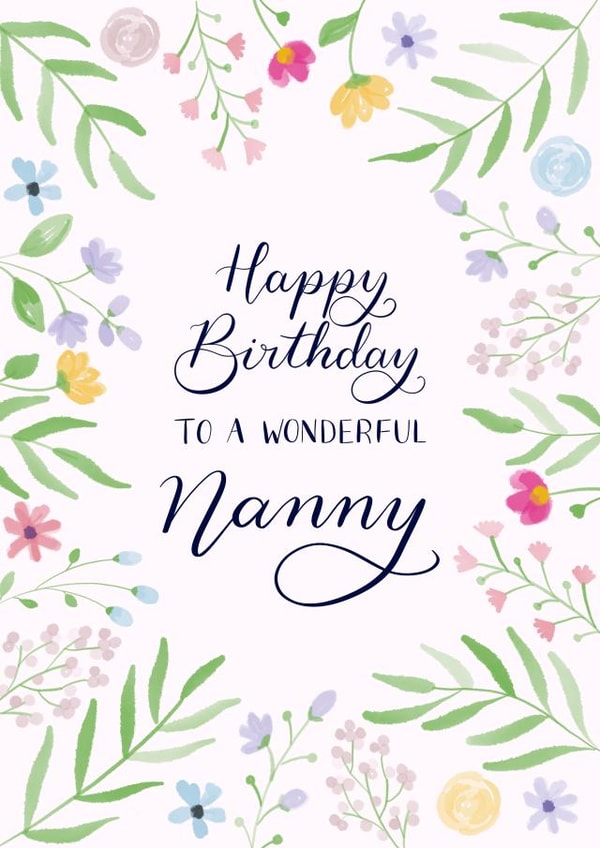 Wonderful Nanny Floral Birthday Card created by Nicki O'Donoghue Studio