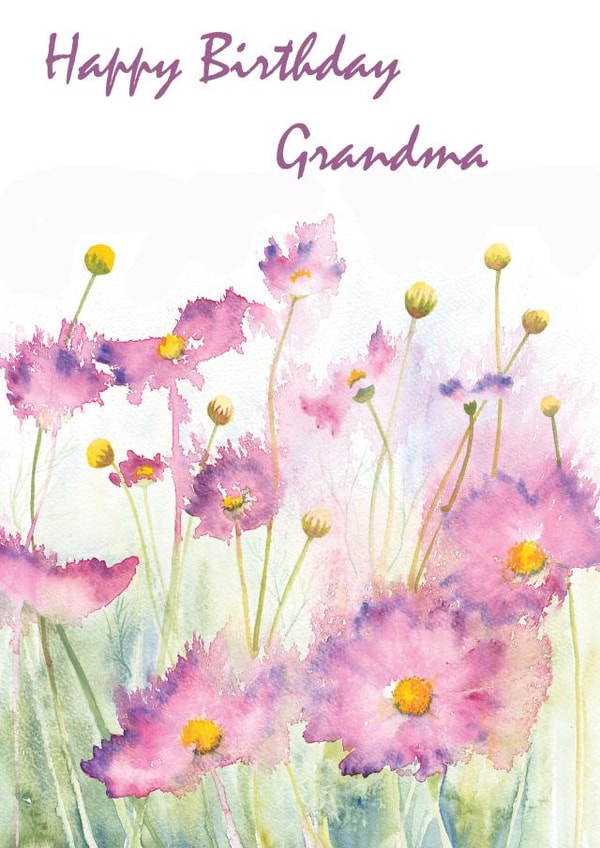 Pink Cosmos Happy Birthday Grandma created by Penny SILVERTHORNE