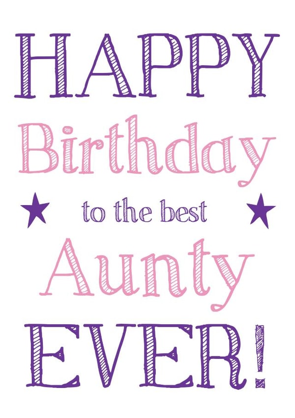 Pretty pink and purple Aunty birthday card created by Hello Fridays Studio