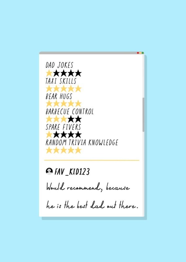 Happy Fathers Day Rating Card created by Daisy Emillo