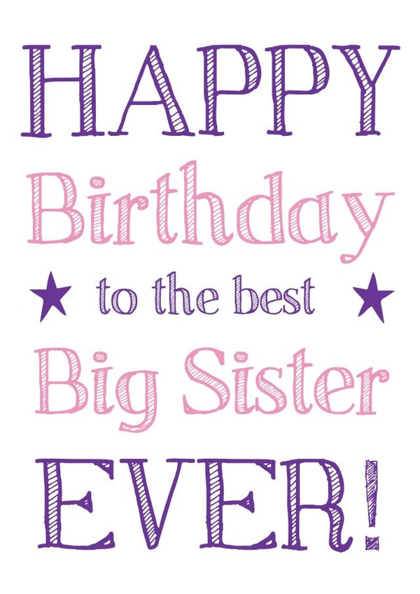 Classic Birthday Card - Big Sister - Stars created by Hello Fridays Studio