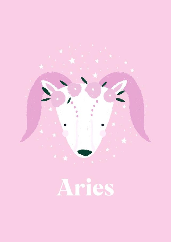 Aries starsign birthday card created by Duchess Plum