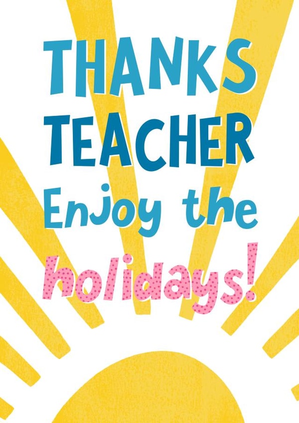 Thanks Teacher sun card created by Katherine Lynas