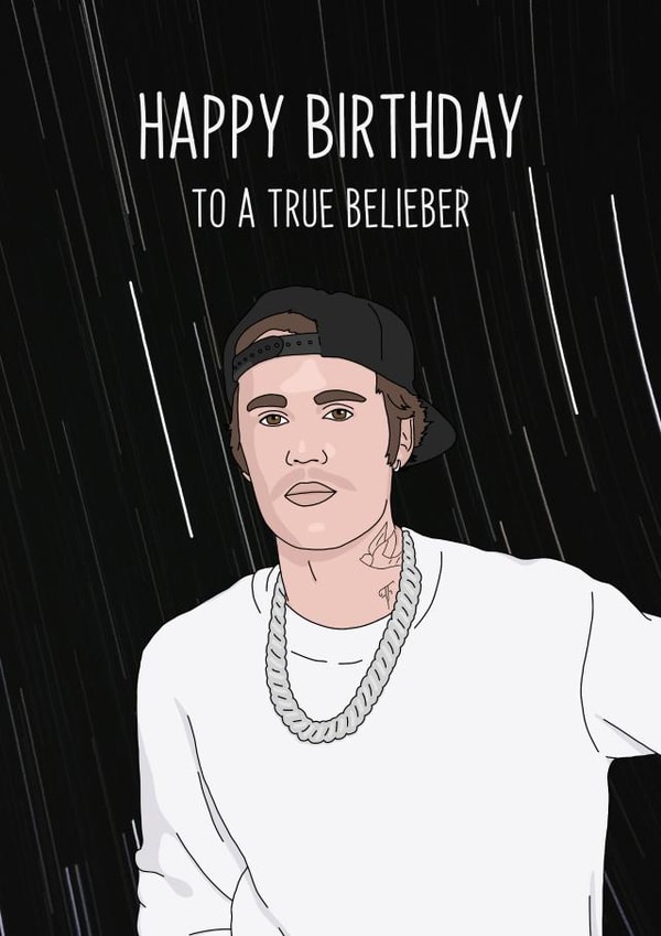 Justin Bieber Belieber Birthday card created by Evie Garnett Designs