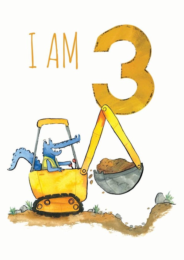3rd Birthday Digger Tractor Truck Card created by Half Pint Print