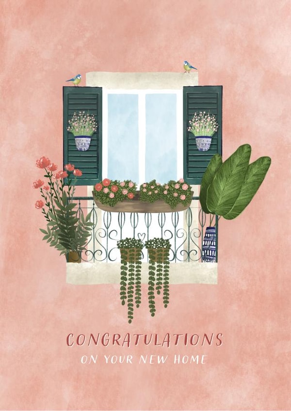 Beautiful Balcony New Home Card created by Geraldine B Illustration