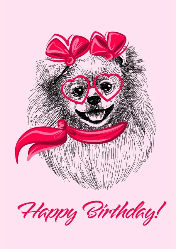Girly Pomeranian Dog Birthday card created by Anna Manka