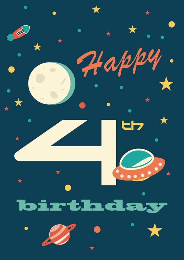 Happy 4th Birthday - space card  created by Ilka Dickens