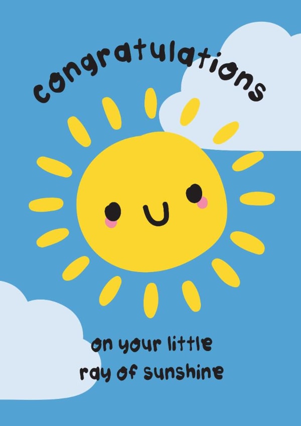 Congratulations on your little ray of sunshine new baby card created by The Playful Indian
