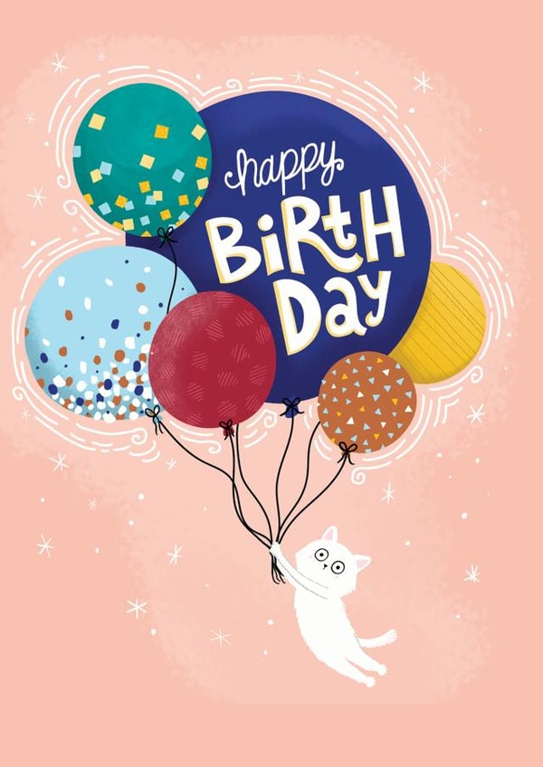 Birthday Balloons Cat created by Fox Card Co
