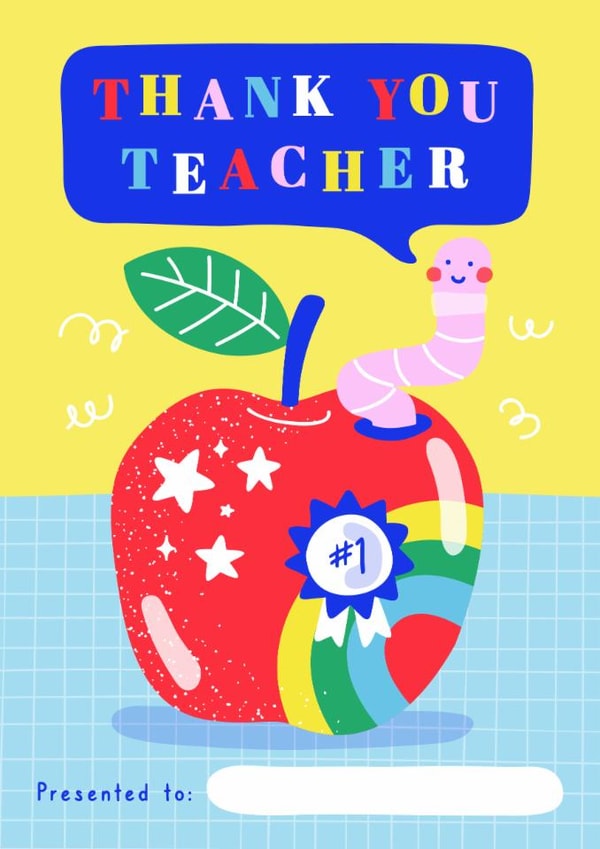 Thank You Teacher Worm Apple Rainbow Card created by Creative Joy
