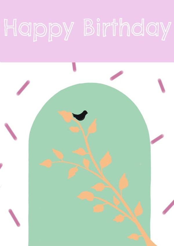 Bird on a branch Birthday Card created by Round the Corner