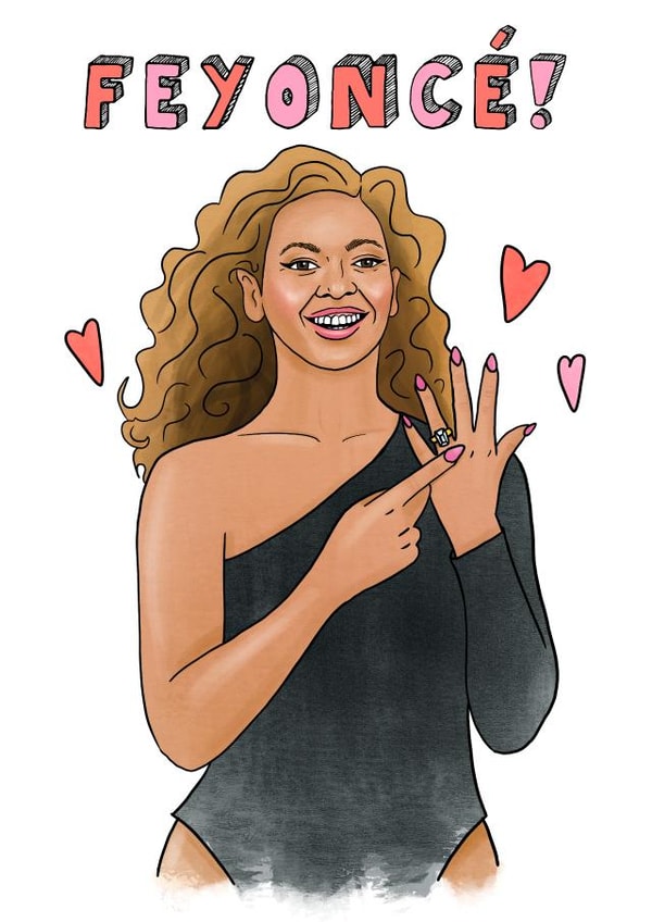 Funny Engagement & Wedding Card - Feyoncé created by Sketchy Print Co