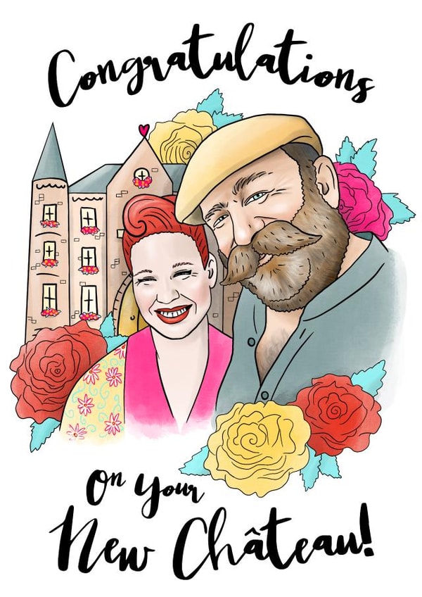 Funny TV Show New Home Card - Escape To The Chateau - Congratulations On Your New Chateau! created by Sketchy Print Co