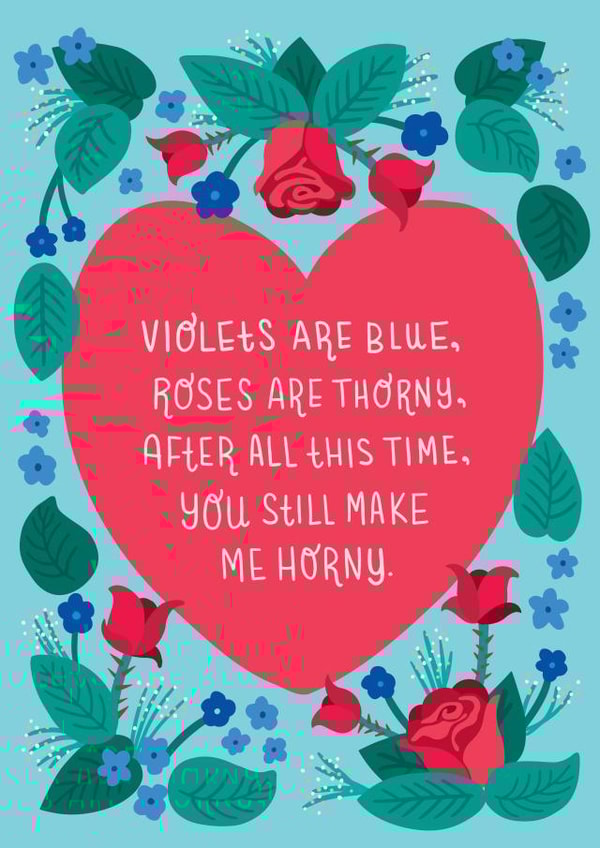 Funny Horny Poem with Roses Anniversary Card created by Katie Zimpel