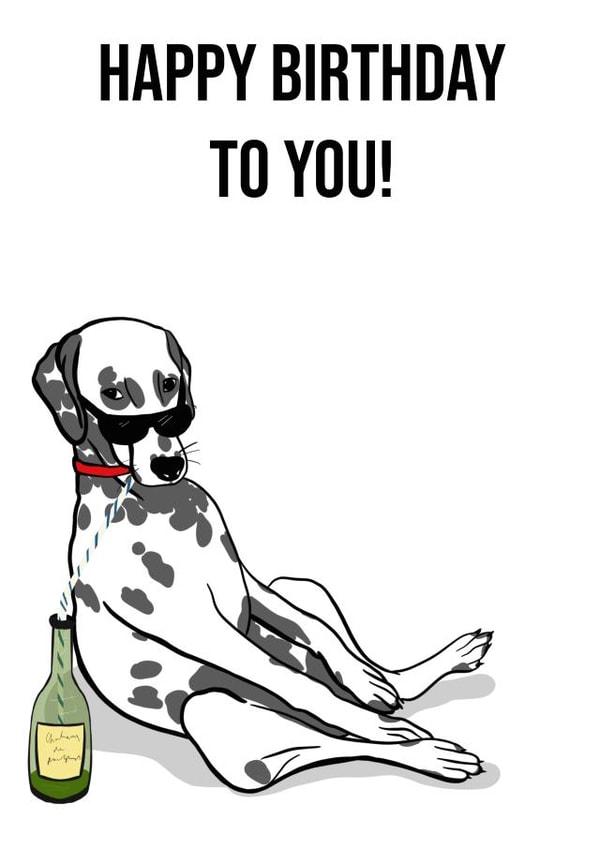 Drinking Dalmatian Birthday Card created by Wonder illustration
