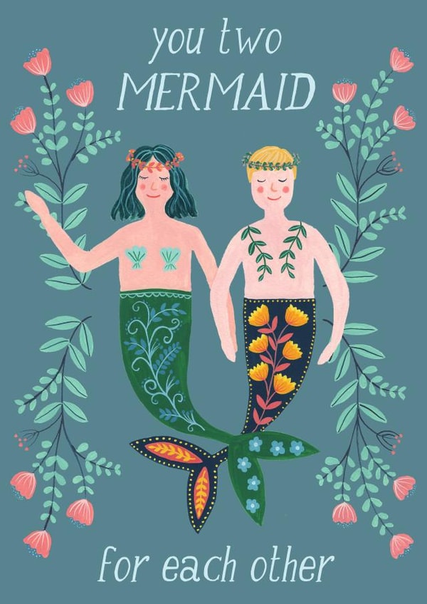 You Two Mermaid For Each Other Engagement Wedding Card created by Callisto Design Co.