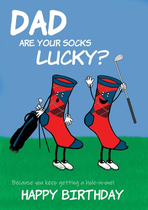 Hole-in-one Golfing Socks Dad Happy Birthday Day Card created by @Cupsie's Creations